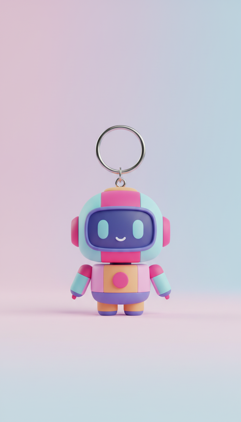 Animated security mascot keychain charm